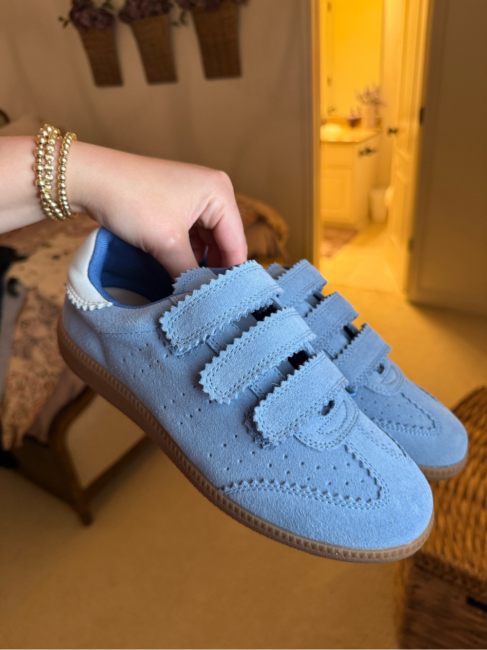 Blue Suede Velcro Sneakers